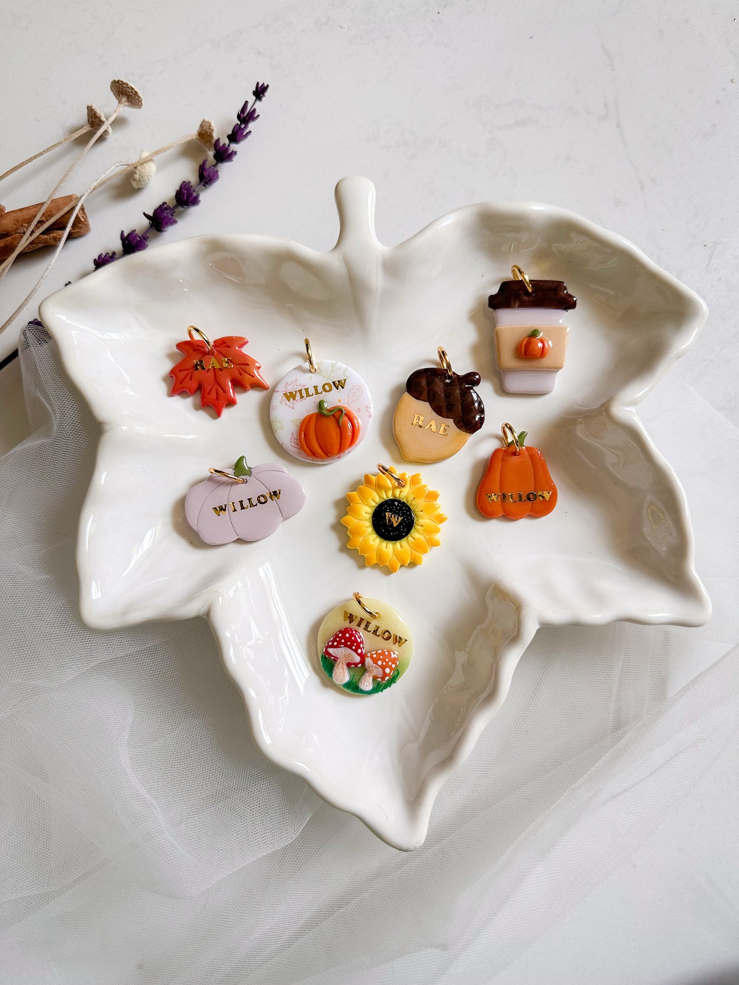 Fall-inspired handcrafted pet ID tag in warm amber tones for dogs, cats, and other beloved pets