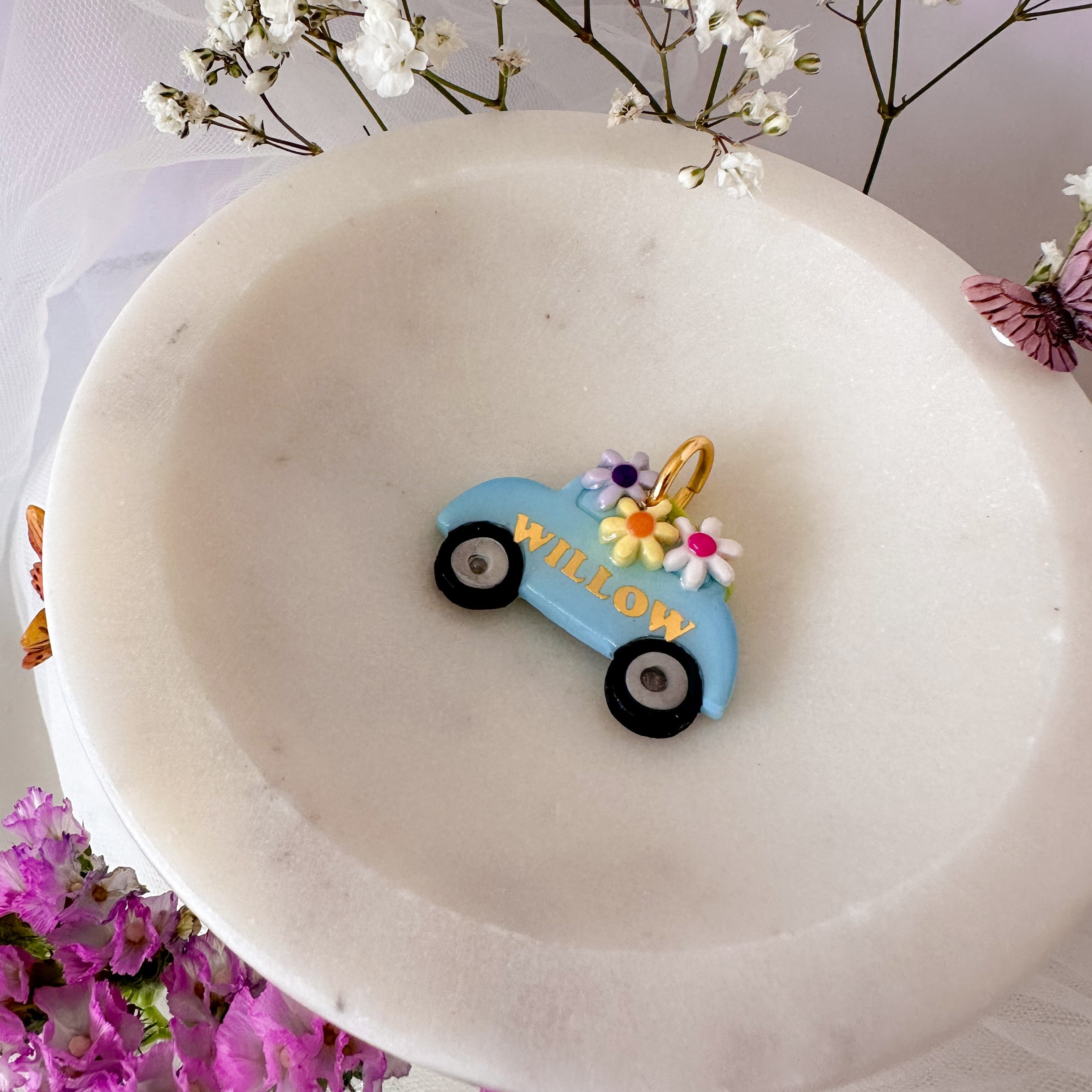 Small blue car pet id tag 